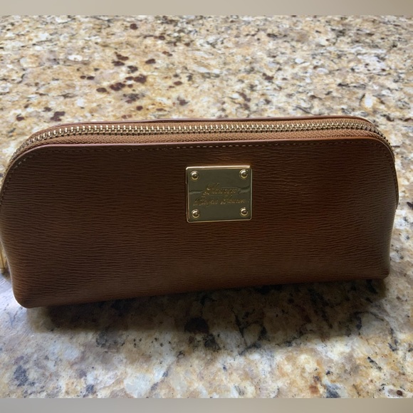 Ralph Lauren Brown Leather Case Pouch Cosmetic Bag wi minor cosmetic issue. - Picture 1 of 6